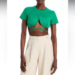 LUCY PARIS Green Jay Cotton Underwire Cropped Top Size LG, NWT